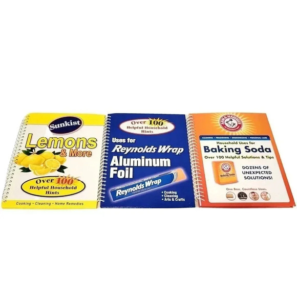 Household Hints Books Aluminum Foil Lemons Baking Soda Lot of 3 Spiral Hardcover - Picture 1 of 2